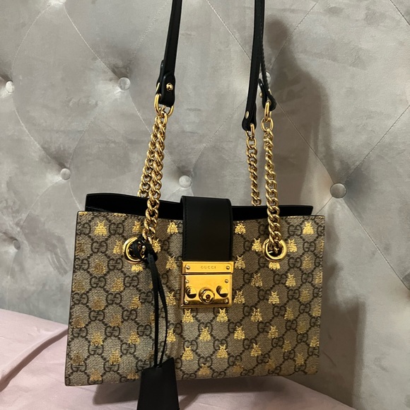 Gucci bees 🐝 padlock small GG shoulder bag tote - Picture 1 of 14